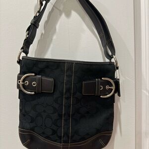 COACH Vintage Black Jacquard Signature Soho Shoulder Bag—Like New